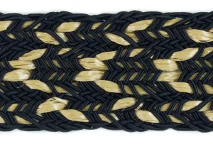 1 1/2" Black & Beige Braided Trim