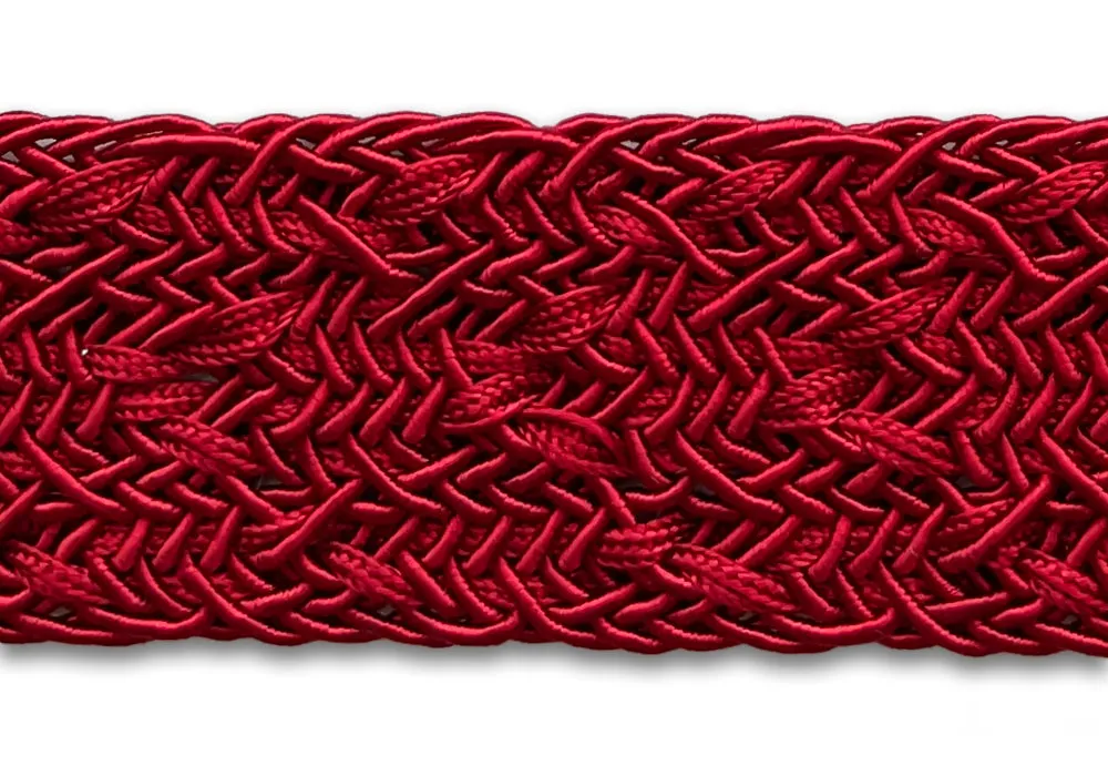 1 1/2" Crimsom Red Hots Braided Trim (Made in USA)