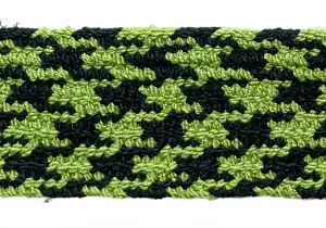 1 1/2" Kiwi & Black Houndstooth Trim (Made in USA)