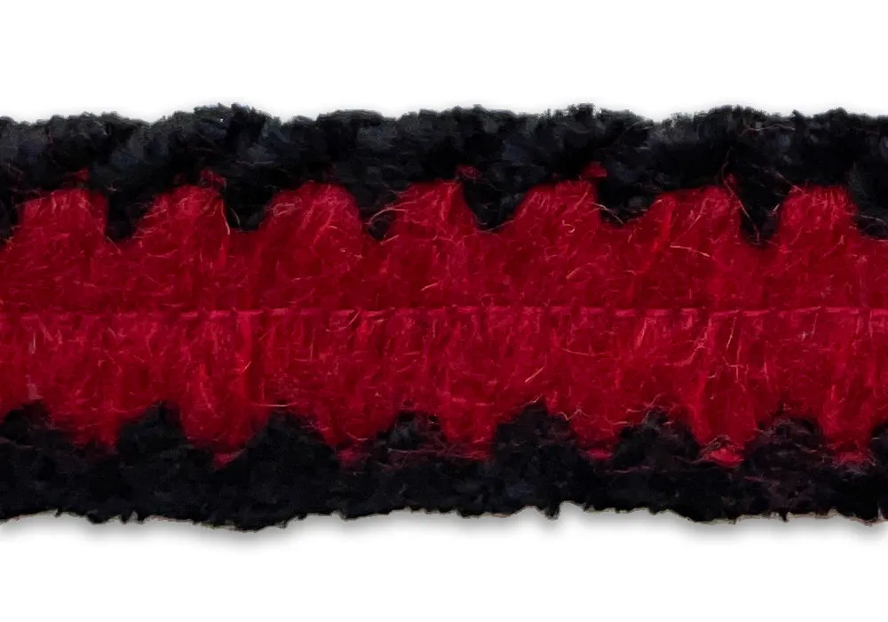 1 1/4" Plush Carmine & Ebony Bouclé Trim (Made in France)