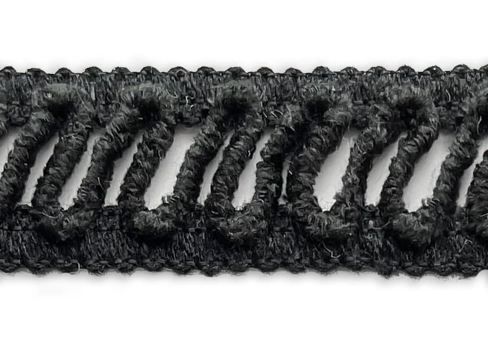 1 1/8" Jet Black Openwork Laddered Trim (Made in France)