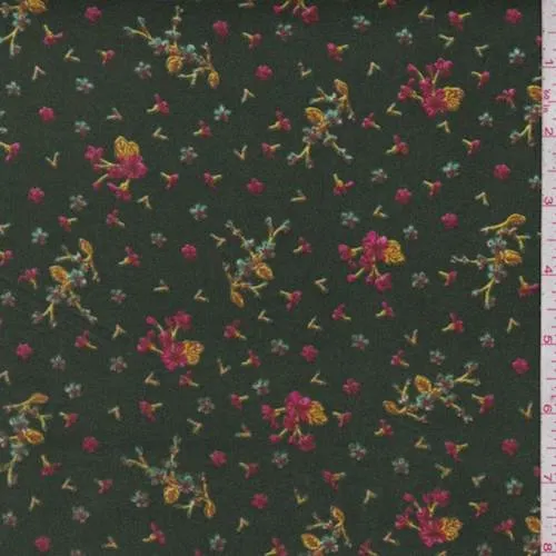 1 5/8 YD PC-Moss/Yellow Mini Floral Double Brushed Jersey Knit Fabric