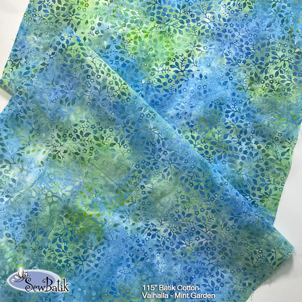 112" Wide Batik - Valhalla - Mint Garden