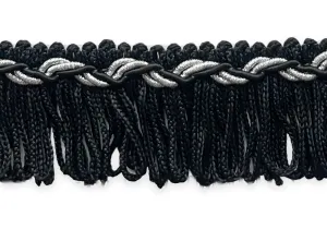 1" Black & Silver Fringed Trim