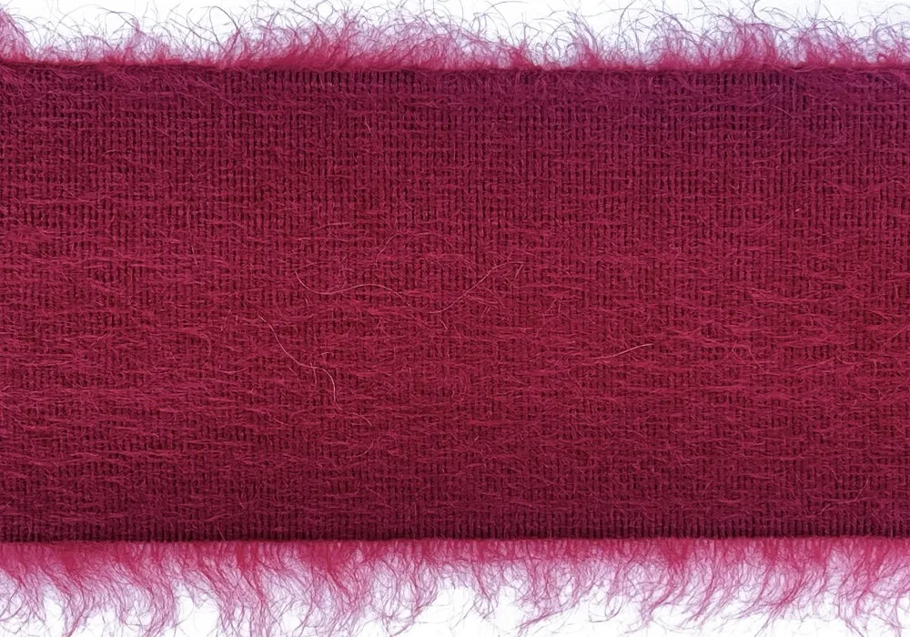 2 3/4" Luxurious Crimson Mohair Blend Trim (Made in Italy)