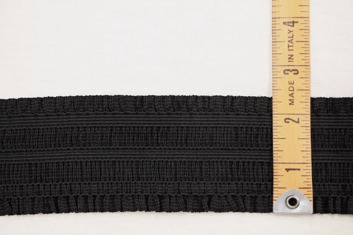 60mm/ 2 3/4" wide - Fancy Elastic - Black Frill