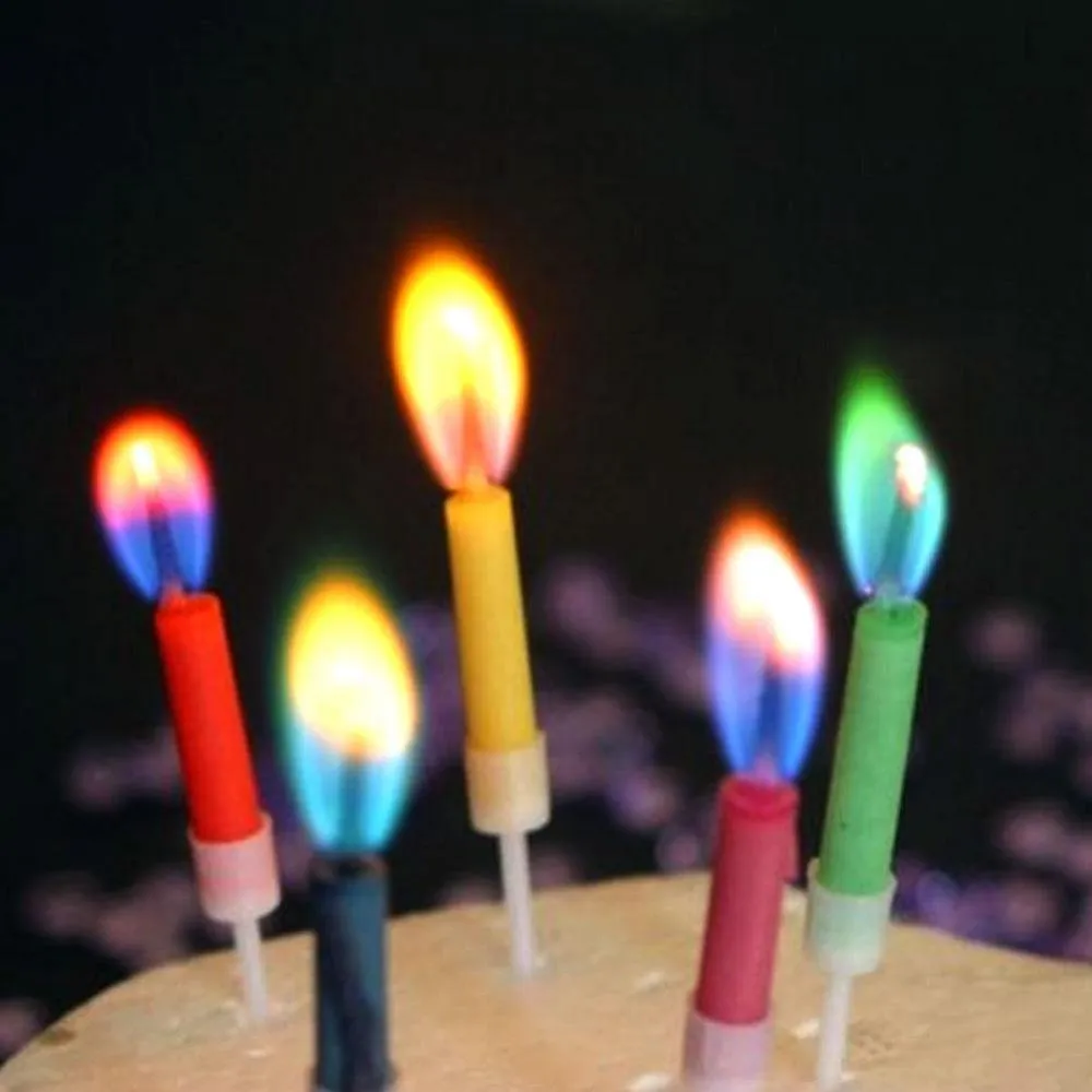 6Pcs Colored Birthday Cake Candles Safe Flames Party Festivals