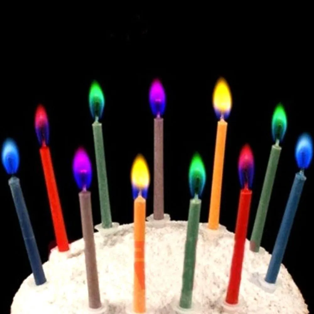 6Pcs Colored Birthday Cake Candles Safe Flames Party Festivals