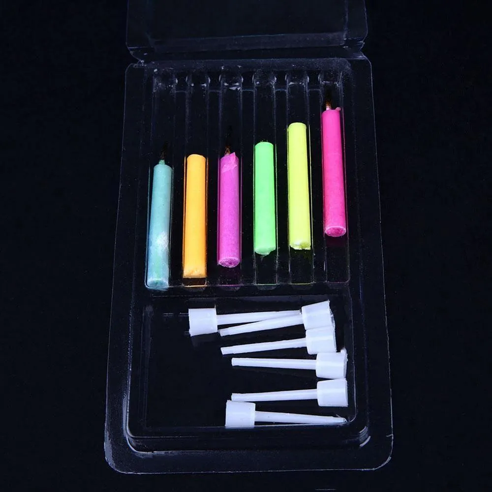 6Pcs Colored Birthday Cake Candles Safe Flames Party Festivals