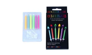 6Pcs Colored Birthday Cake Candles Safe Flames Party Festivals