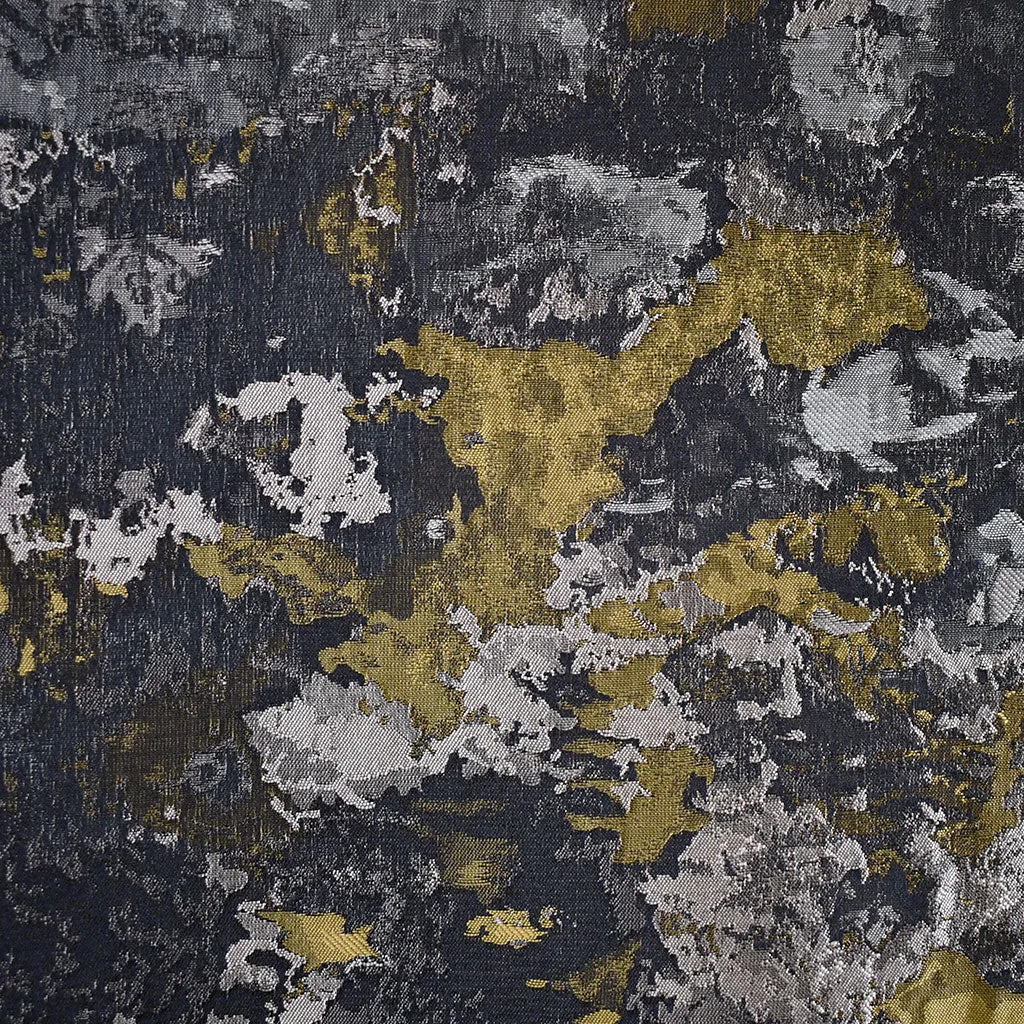 Abstract Mottled Agate Brocade Black/Citron