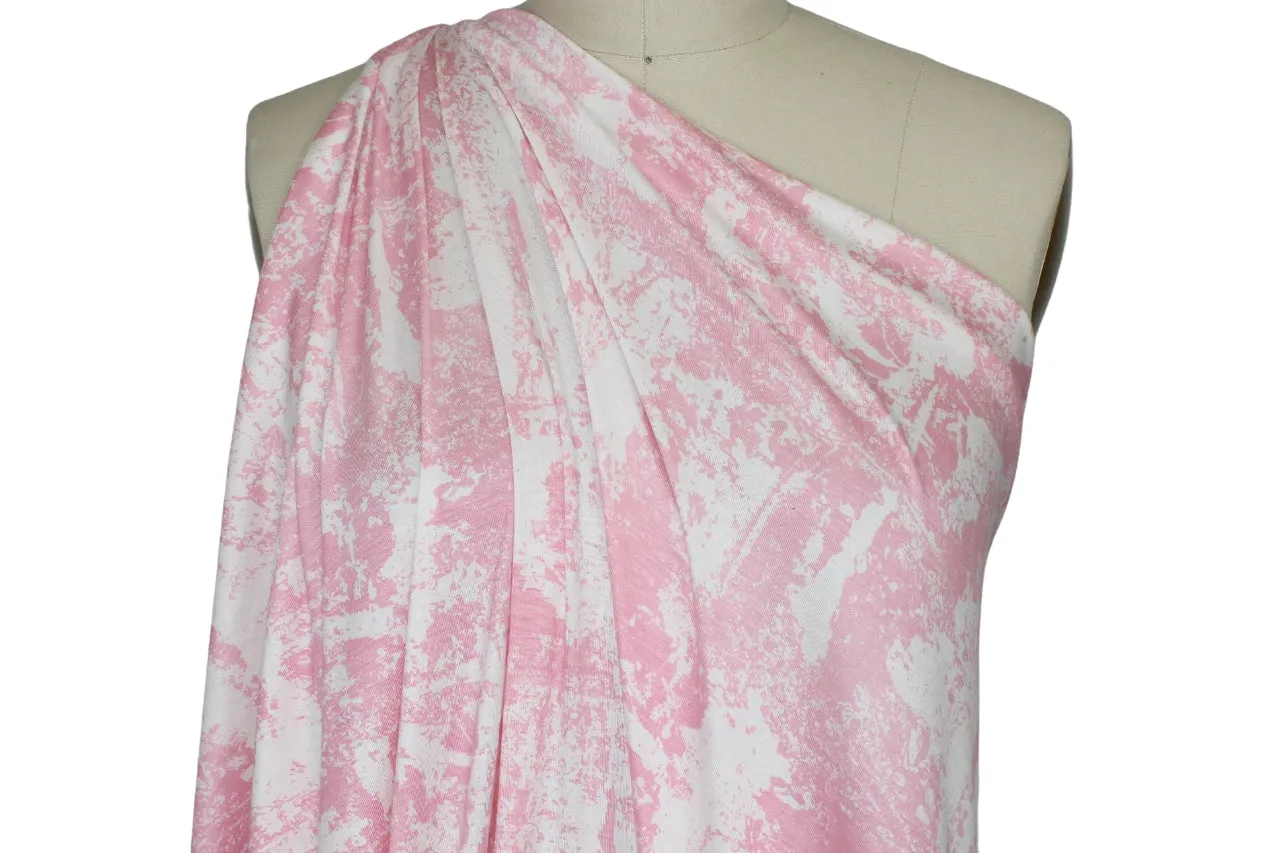 Abstract Print Rayon Jersey - Pink/White