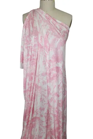 Abstract Print Rayon Jersey - Pink/White