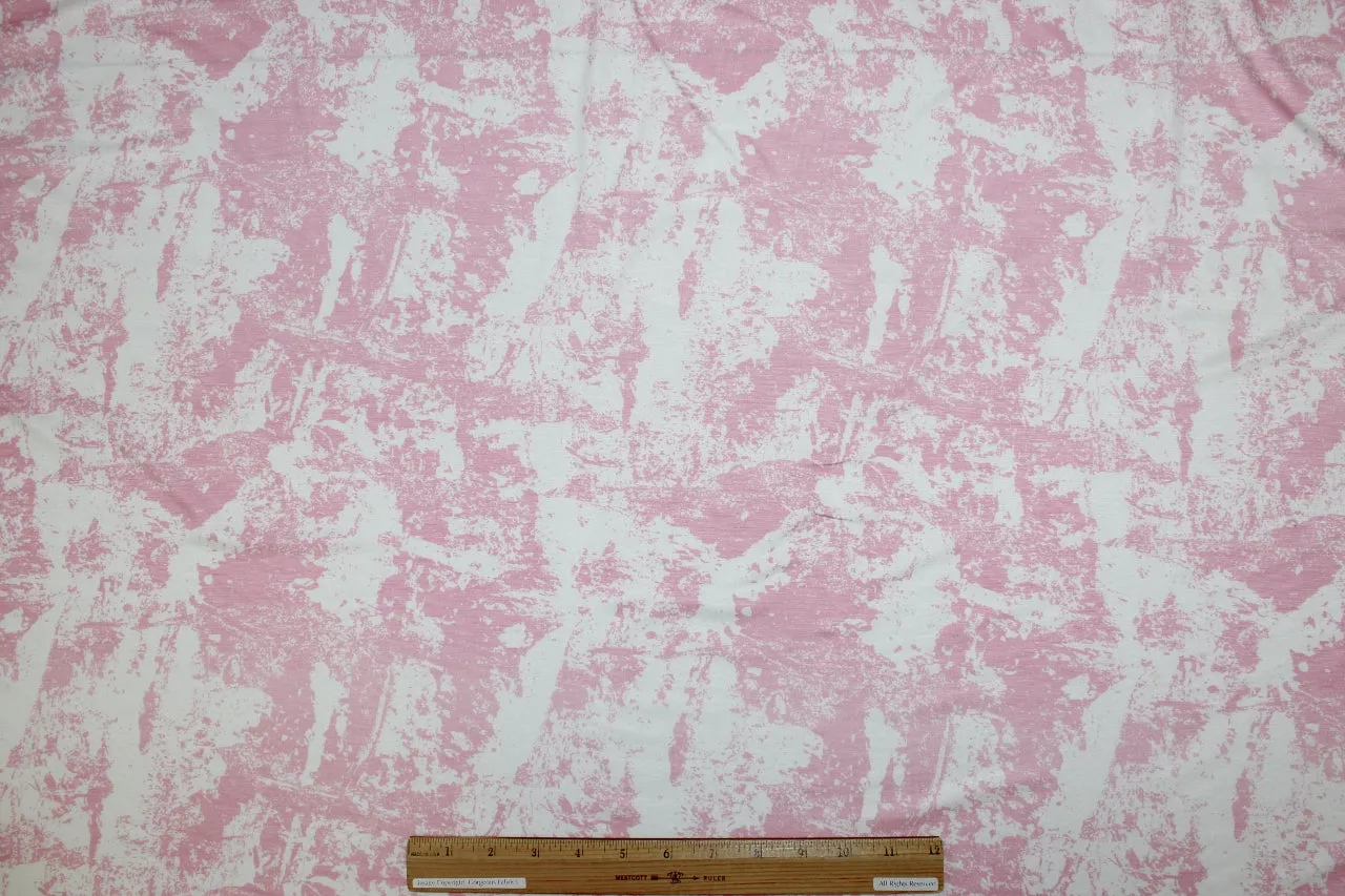 Abstract Print Rayon Jersey - Pink/White