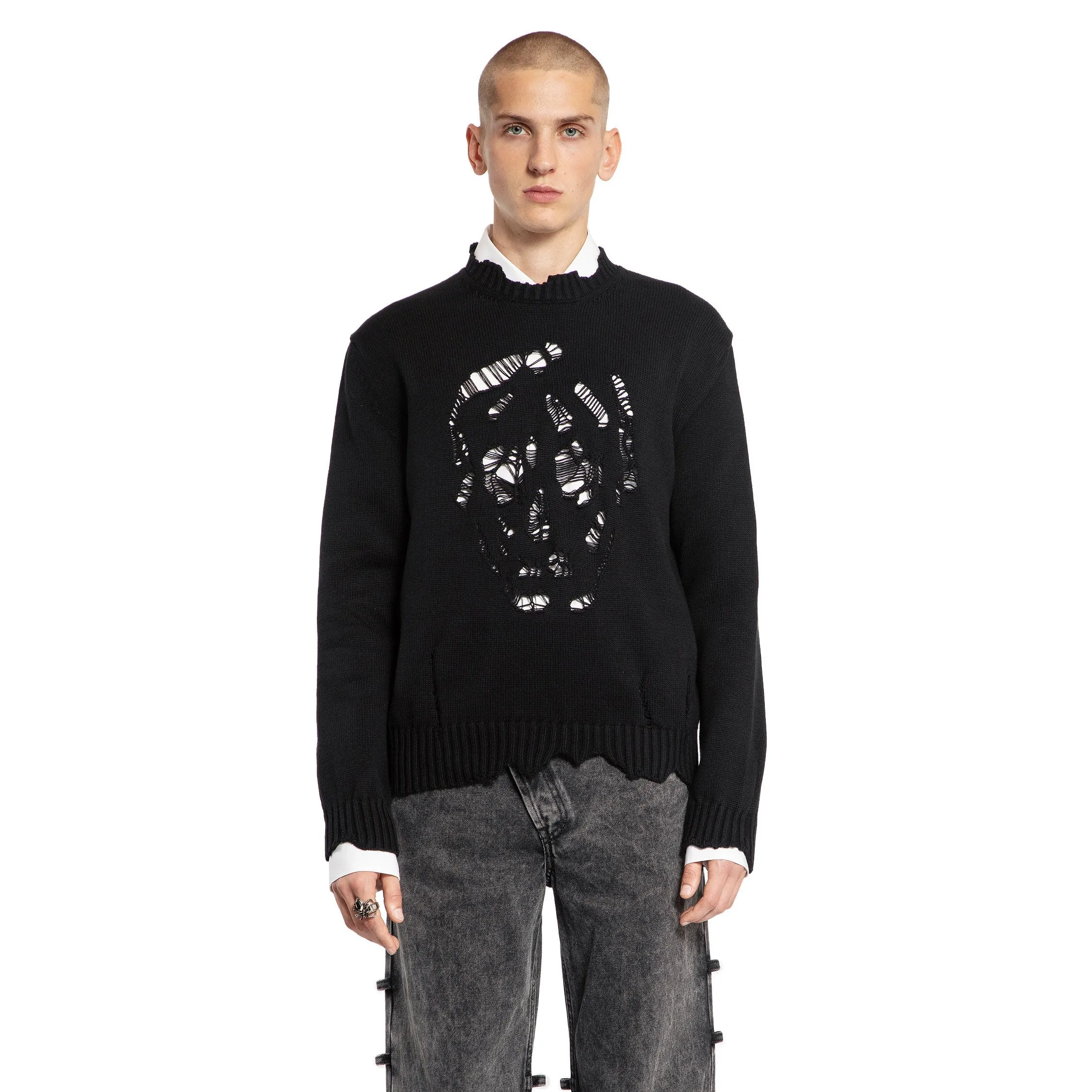 ALEXANDER MCQUEEN MAN BLACK KNITWEAR