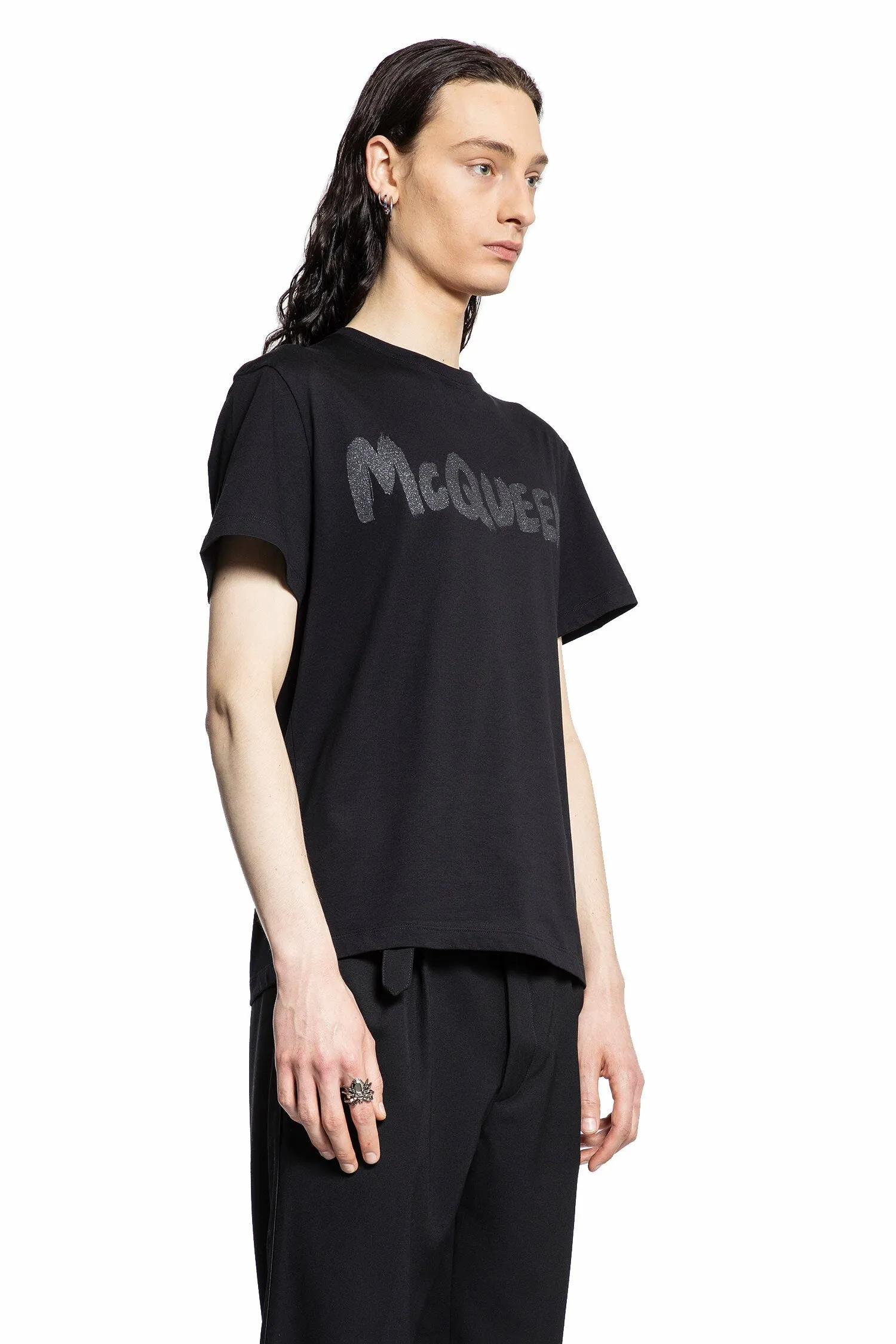 ALEXANDER MCQUEEN MAN BLACK T-SHIRTS & TANK TOPS