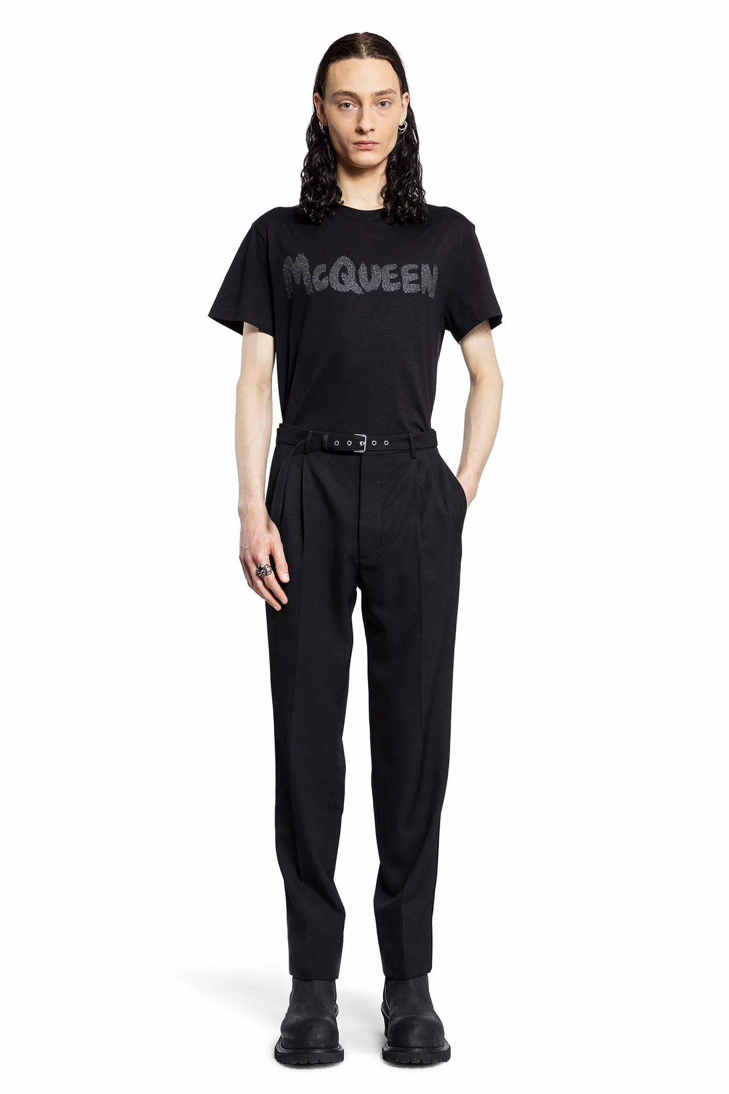 ALEXANDER MCQUEEN MAN BLACK T-SHIRTS & TANK TOPS