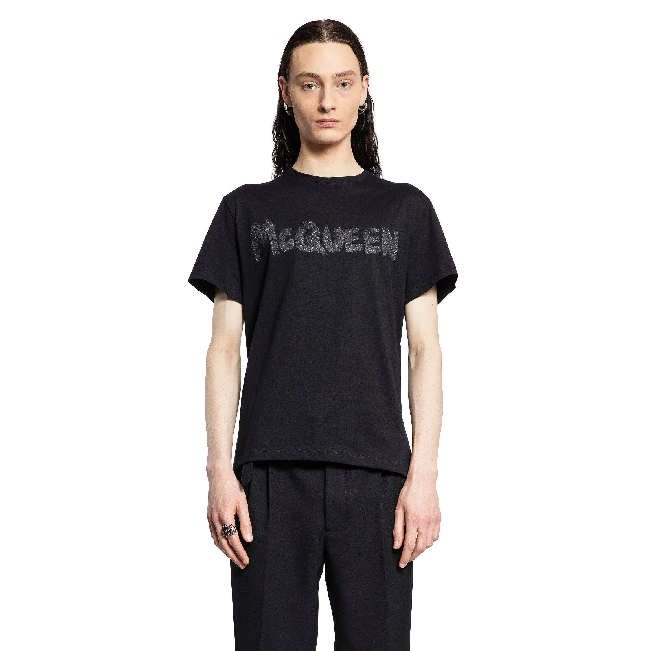 ALEXANDER MCQUEEN MAN BLACK T-SHIRTS & TANK TOPS