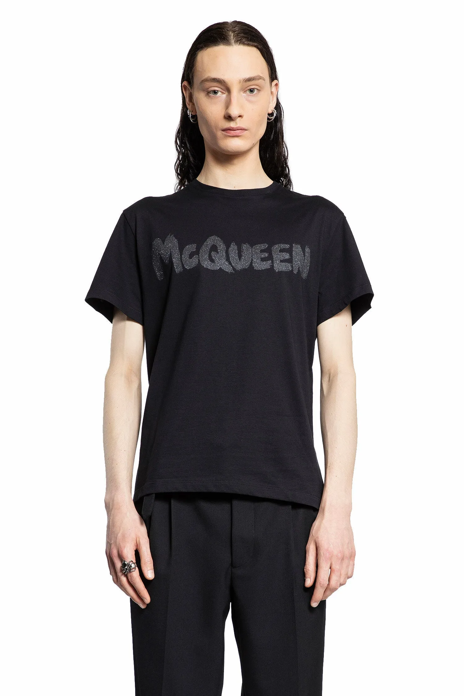 ALEXANDER MCQUEEN MAN BLACK T-SHIRTS & TANK TOPS