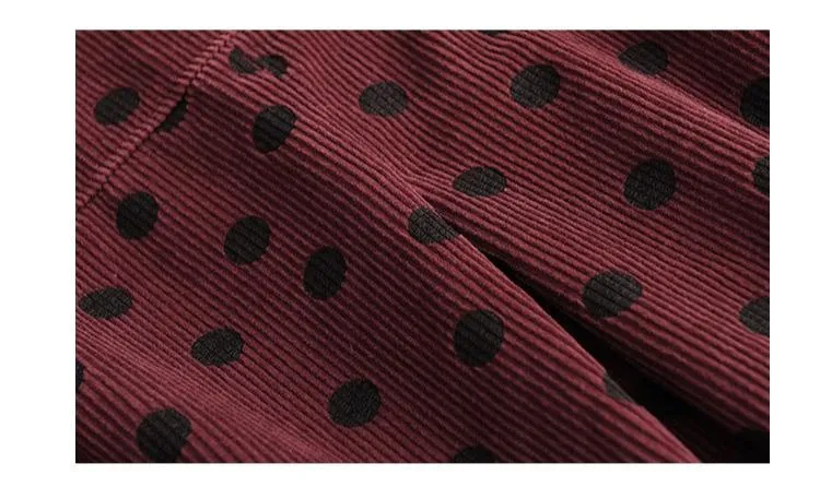 Babakud Women Autumn Retro Polka Dots Cotton Corduroy Jacket