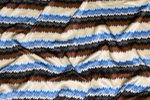 Blue, Beige and Brown Striped Silk Charmeuse