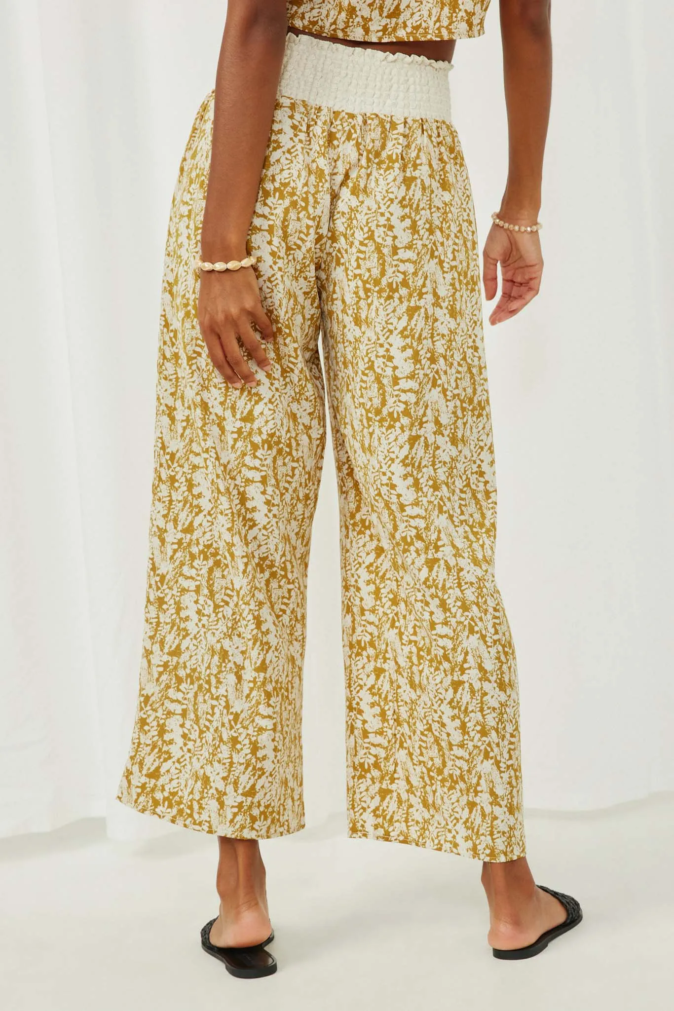 Botanical Lace Up Wideleg Pants