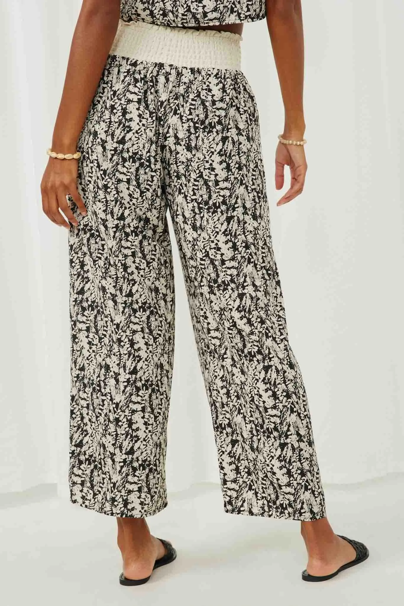 Botanical Lace Up Wideleg Pants