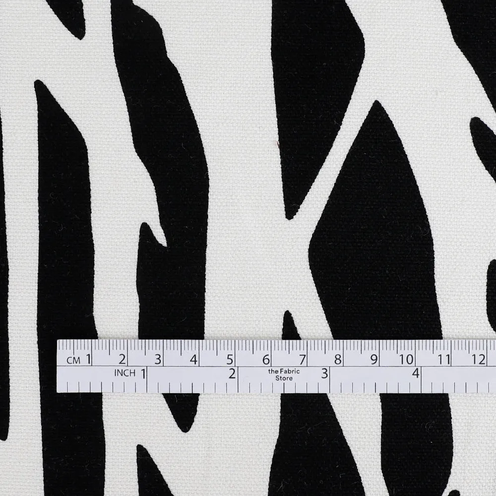 Branch Print Linen / Cotton Canvas - Black