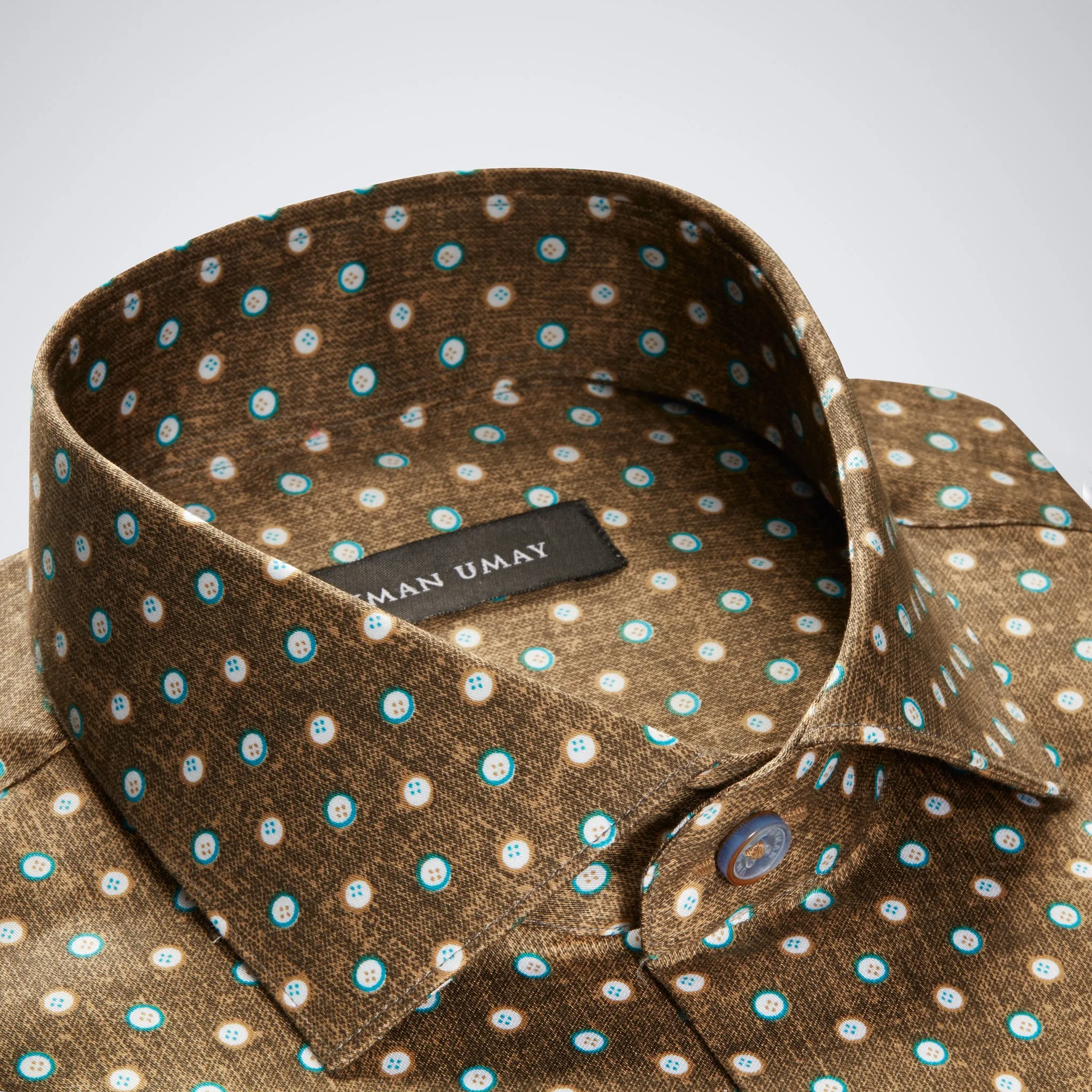 Brown Polka dot Cotton Shirt