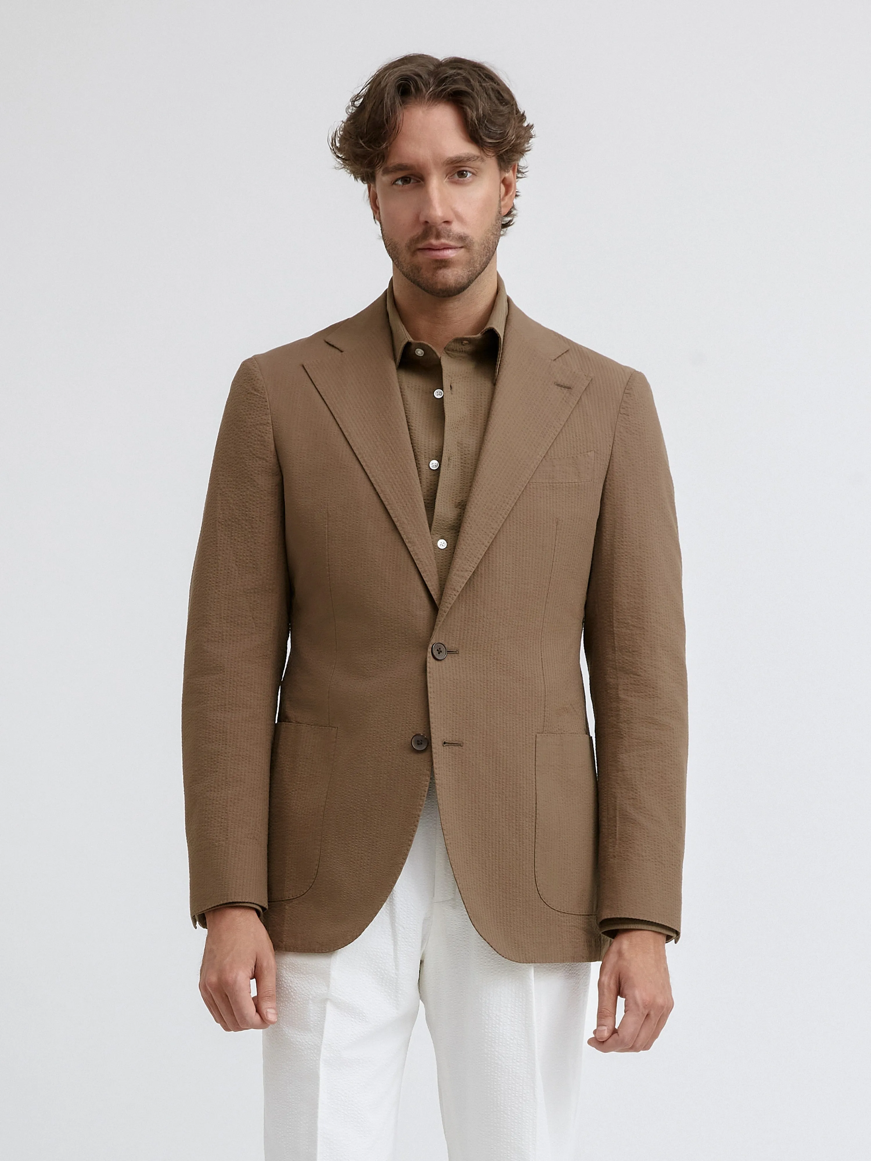 Brown Seersucker Jacket