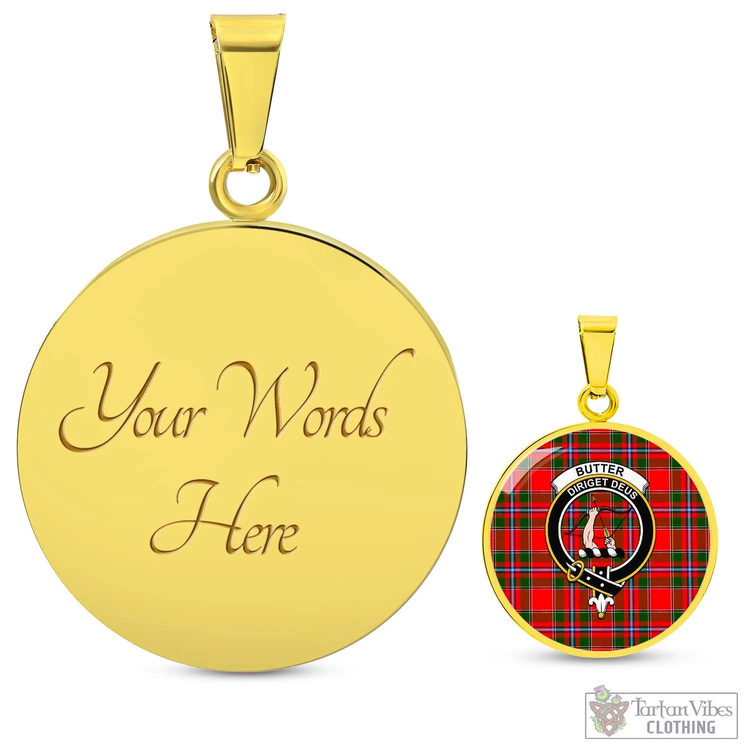 Butter Tartan Circle Necklace with Family Crest