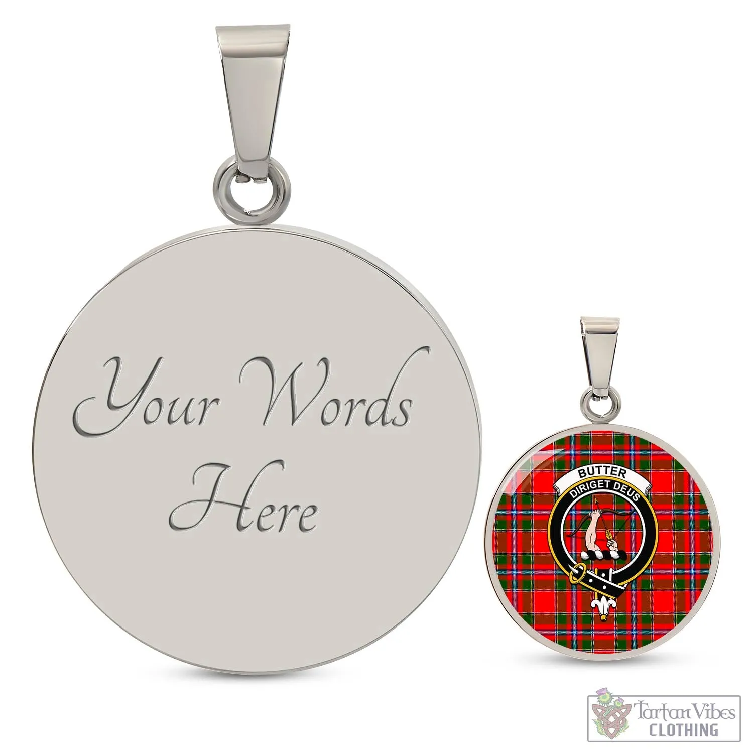 Butter Tartan Circle Necklace with Family Crest