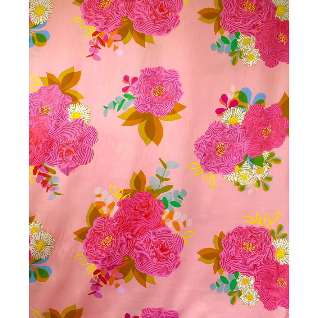 Camellia Ultra Wide Statement Garden Floral Cotton Sateen Balmy Pink SY