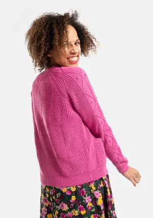 Carnation Pink Cable Sleeve Cardigan