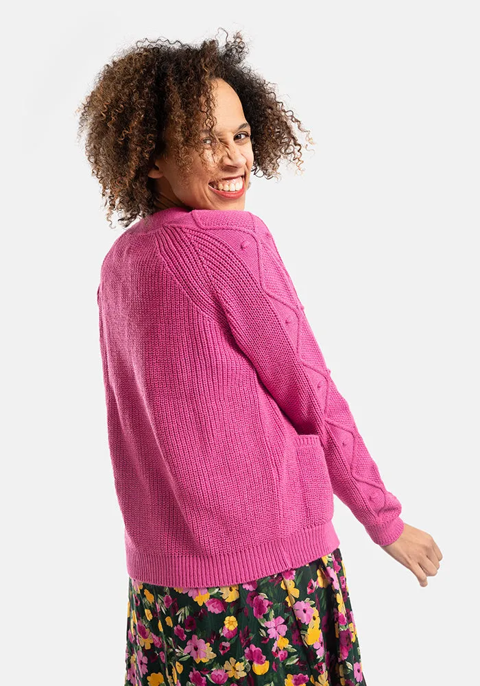 Carnation Pink Cable Sleeve Cardigan