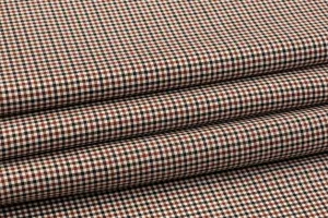 Checked Italian Wool Suiting - Maroon, Black, Brown, White