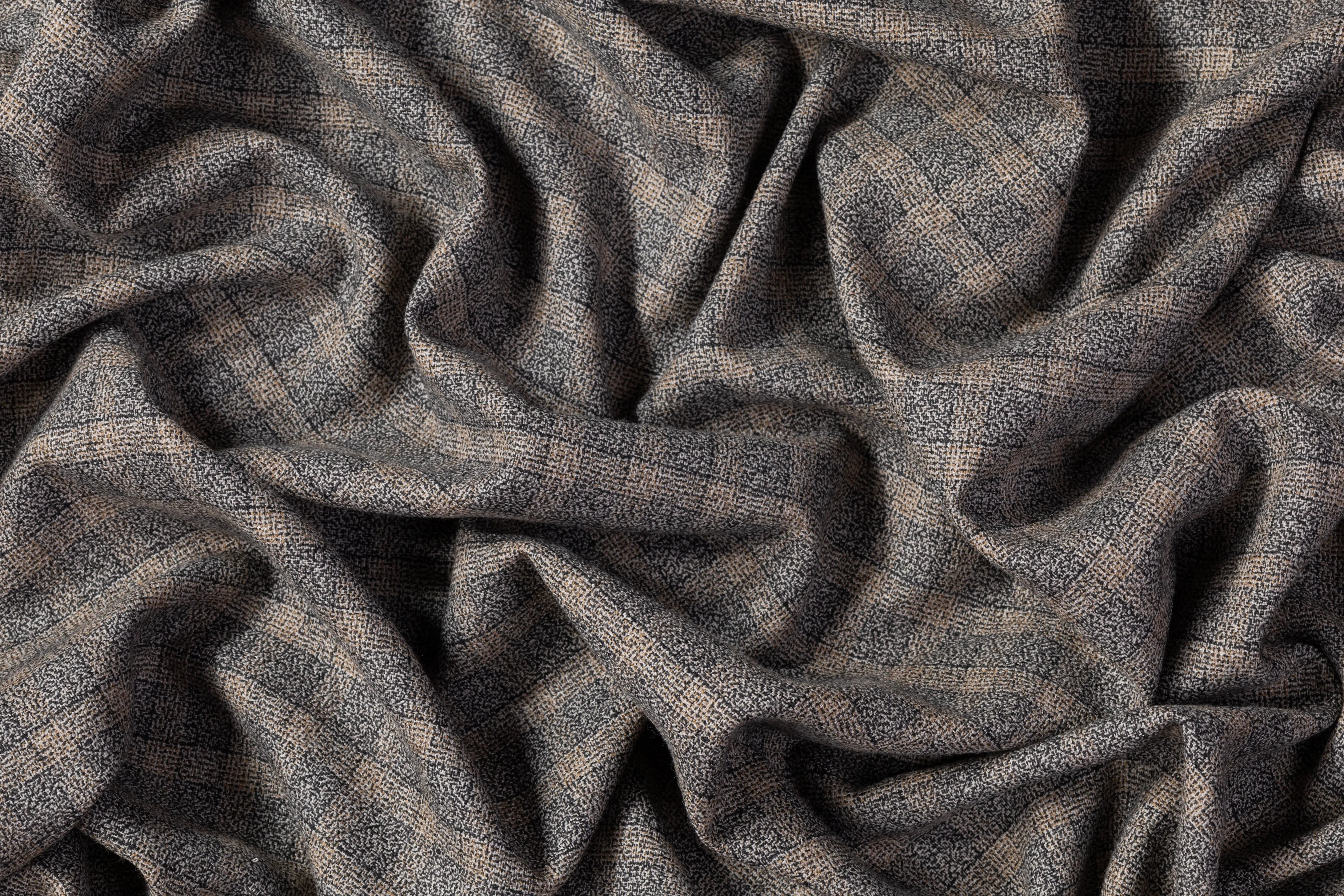 Checked Italian Wool Tweed - Gray / Taupe