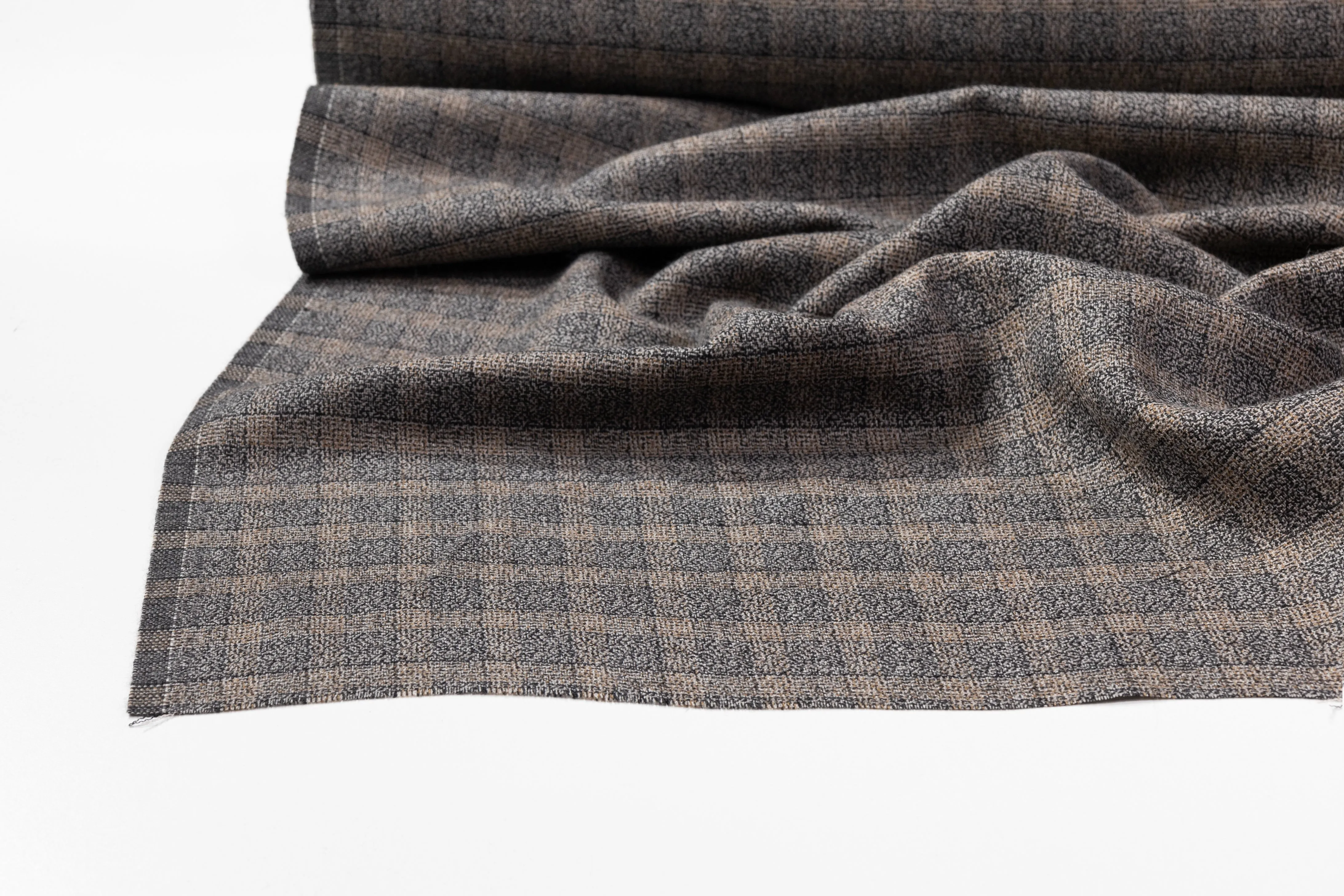 Checked Italian Wool Tweed - Gray / Taupe