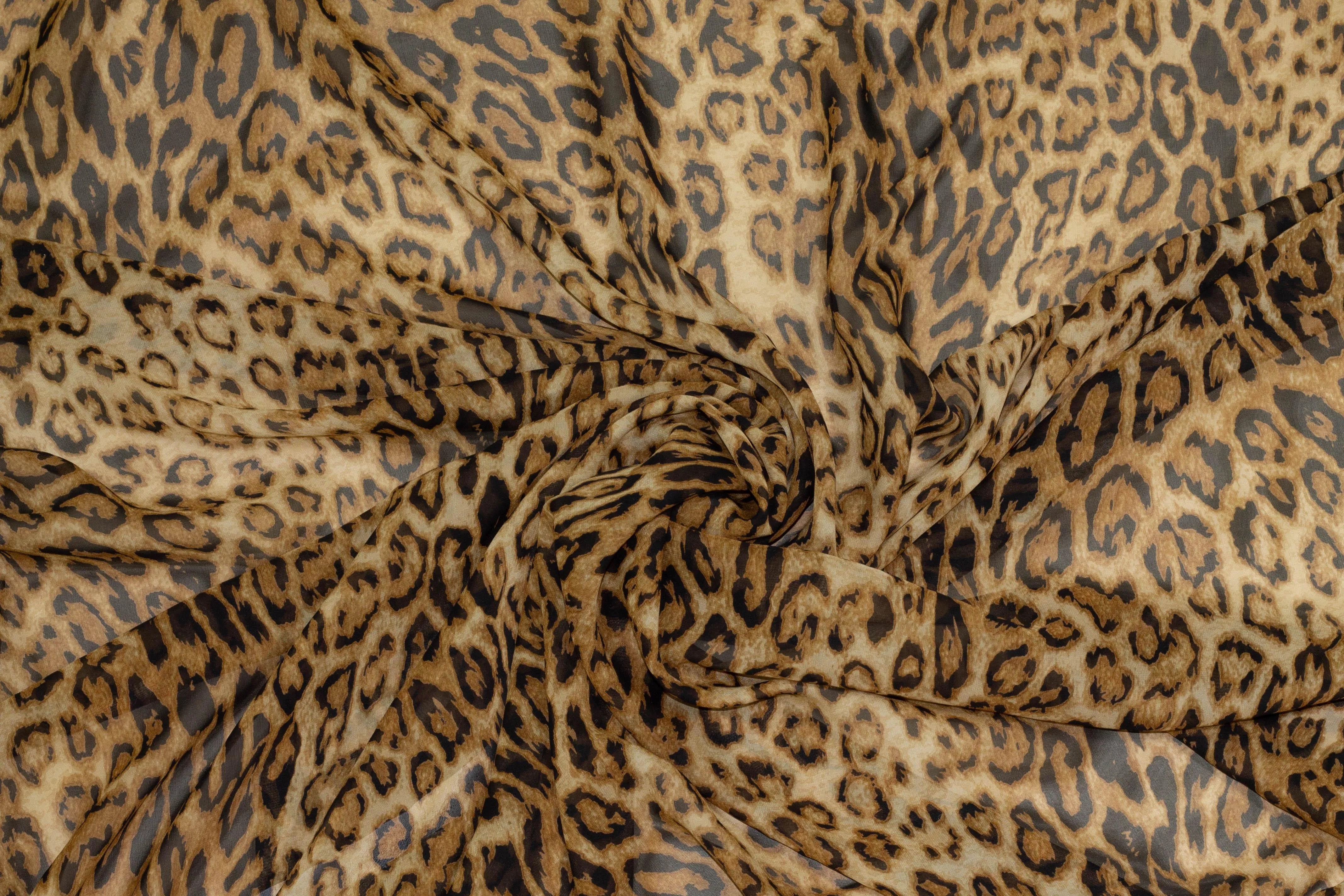 Cheetah Print Silk Chiffon - Brown