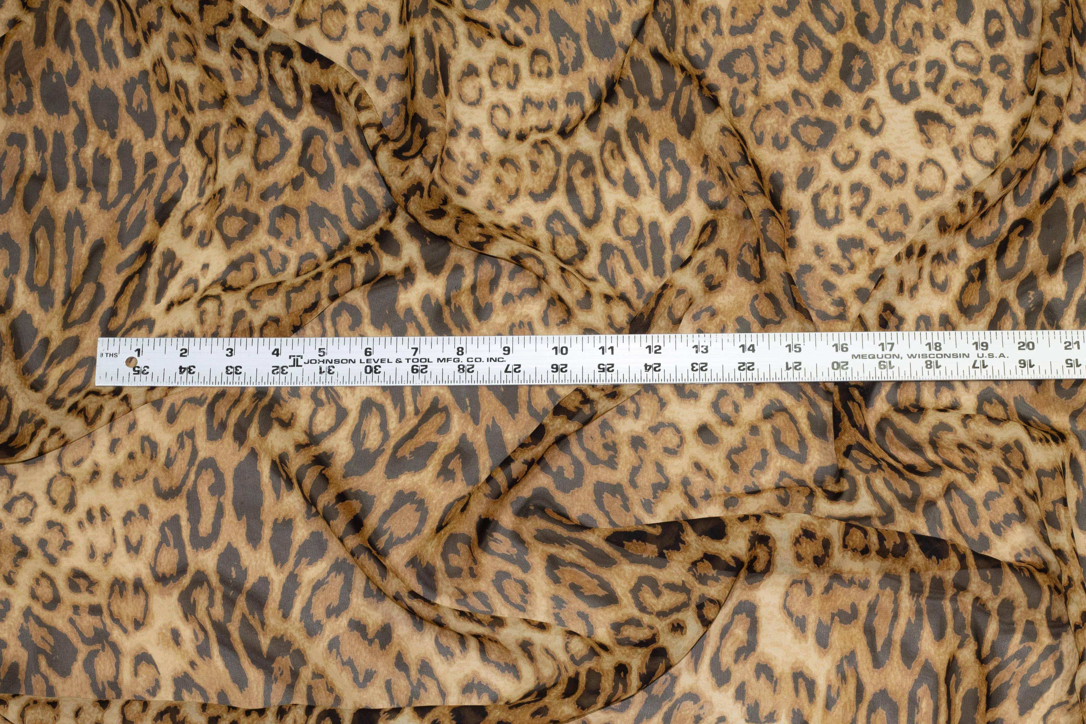 Cheetah Print Silk Chiffon - Brown