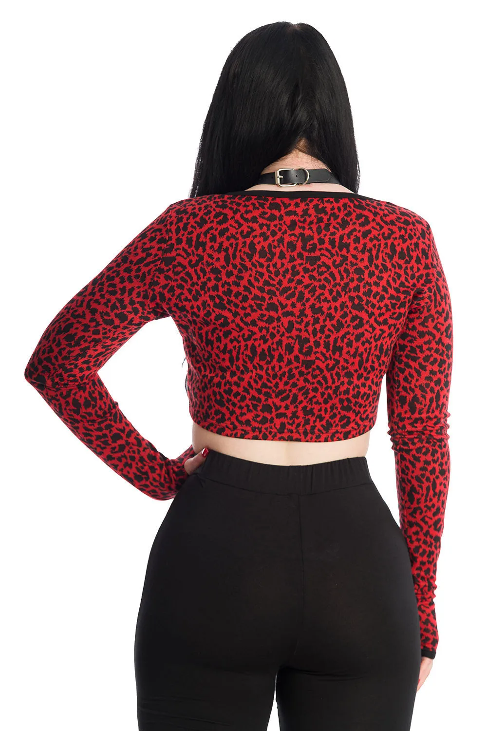 Cherry Red Leopard Print Sweater Top