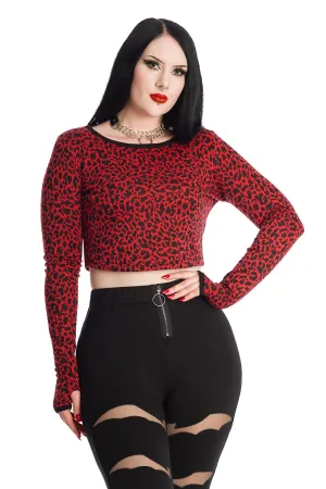 Cherry Red Leopard Print Sweater Top