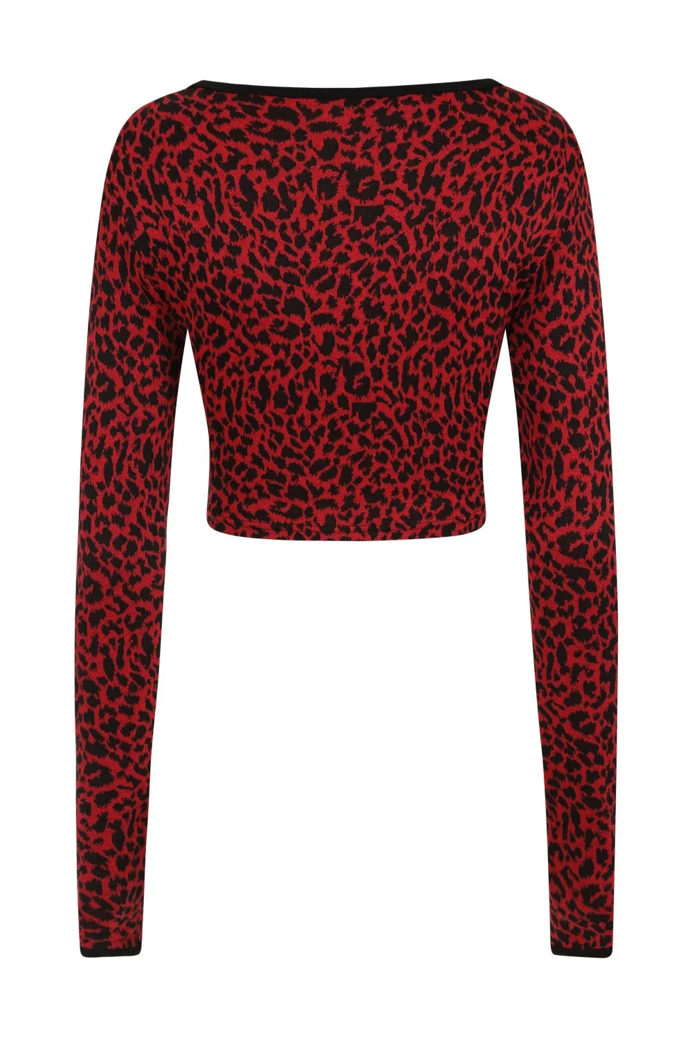 Cherry Red Leopard Print Sweater Top