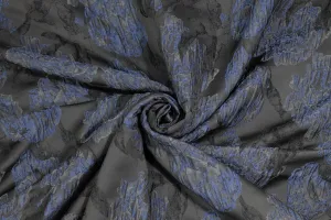 Crushed Floral Brocade - Blue / Black