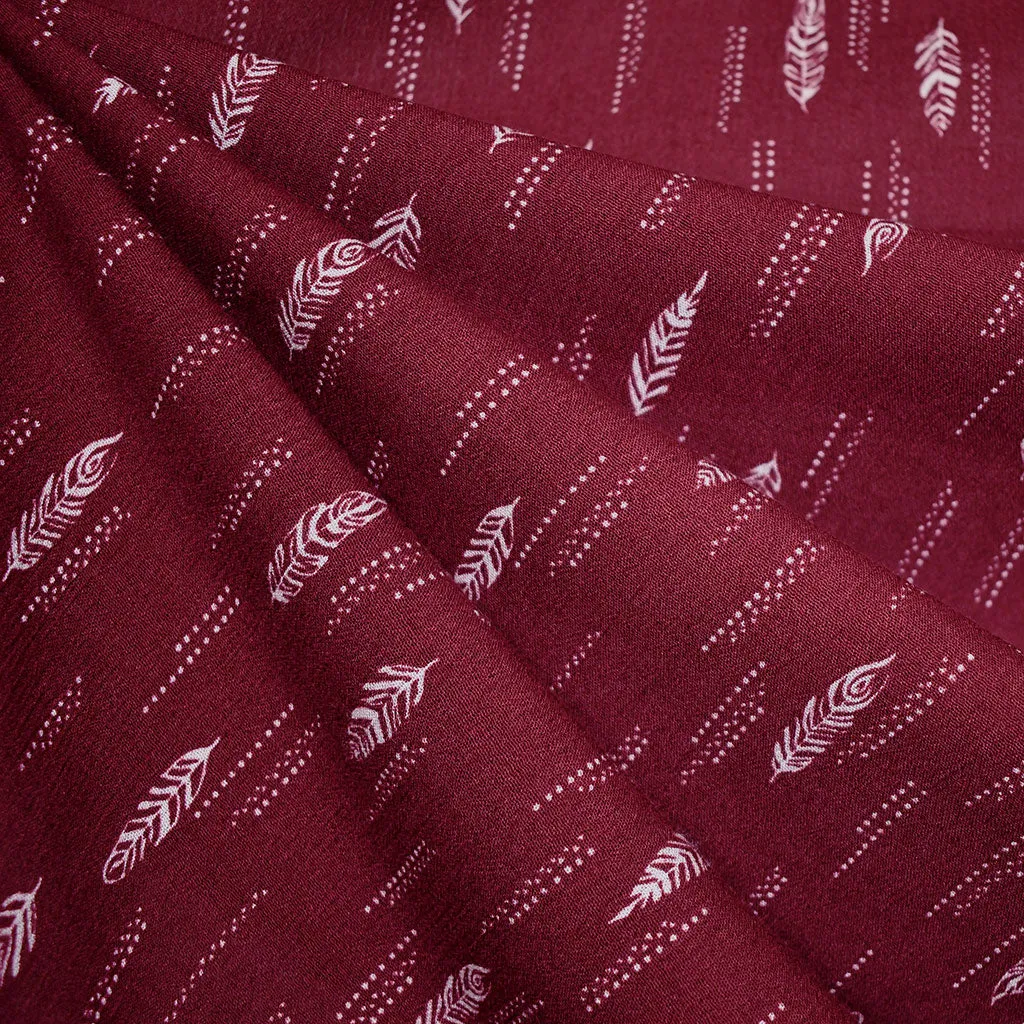 Dashed Feather Stripe Rayon Crepe Cranberry