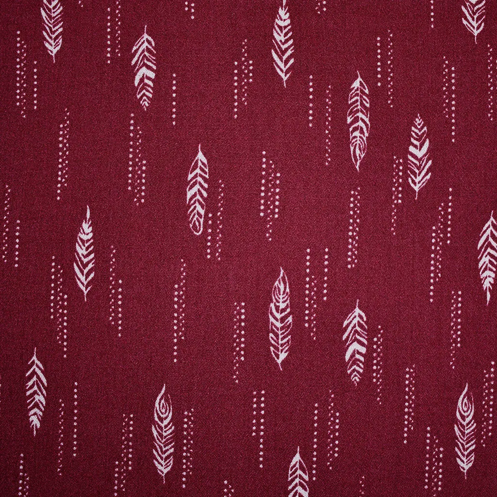 Dashed Feather Stripe Rayon Crepe Cranberry