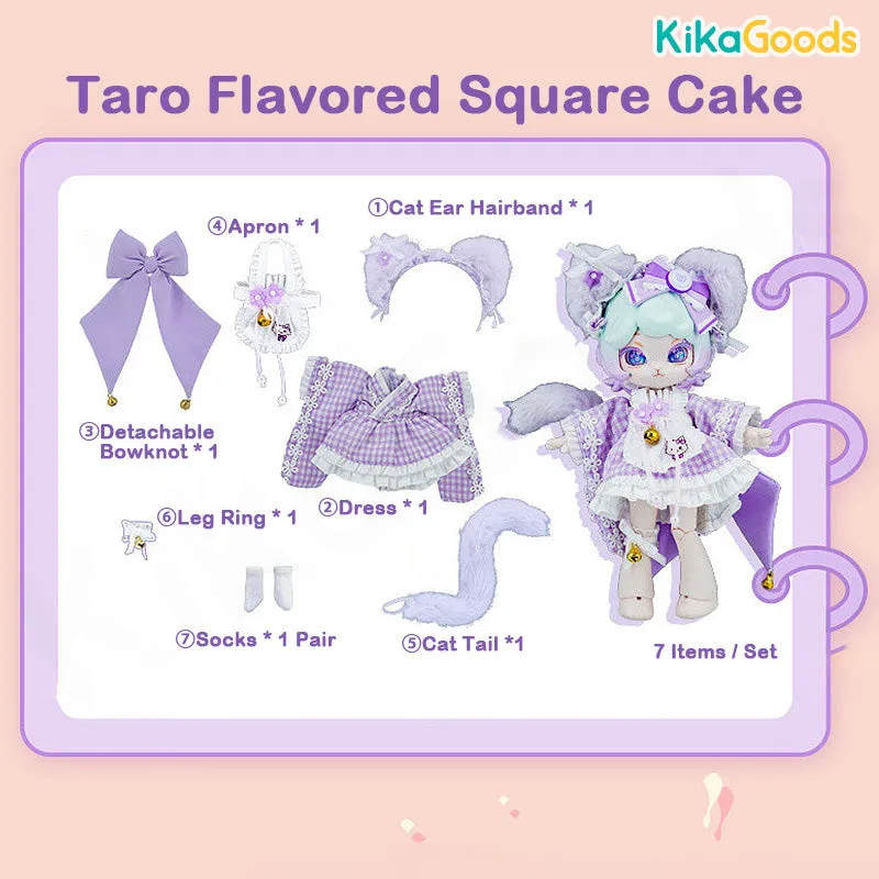 Dessert Series Strawberry Tart & Taro Flavored Square Cake 1/12 BJD Limited Clothing Set