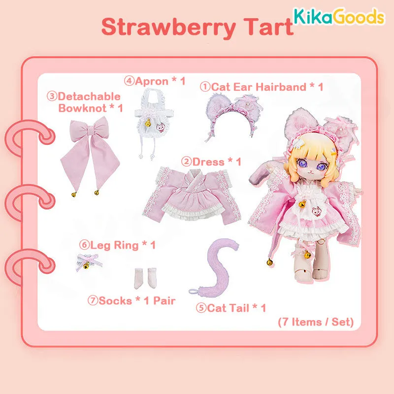 Dessert Series Strawberry Tart & Taro Flavored Square Cake 1/12 BJD Limited Clothing Set