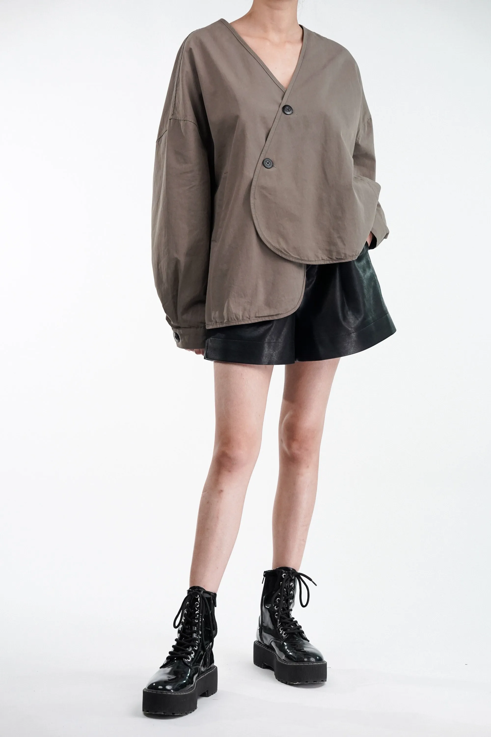 Diagonal Flap Street Wrap Jacket