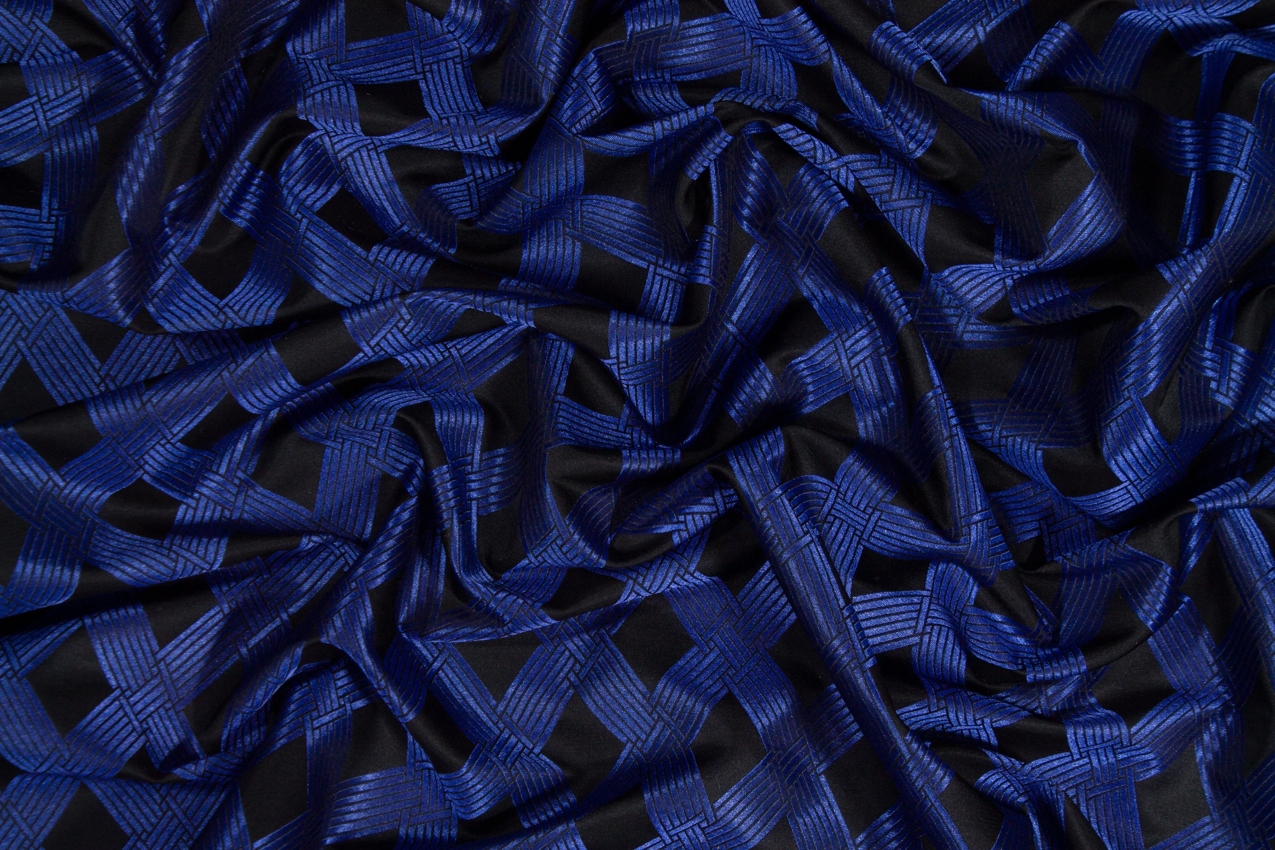 Diamond Pattern Brocade - Royal Blue / Black